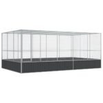 Aviary with Extension Silver 518x307x212cm Steel