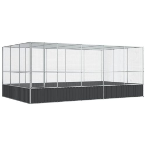 Aviary with Extension Silver 518x307x212cm Steel