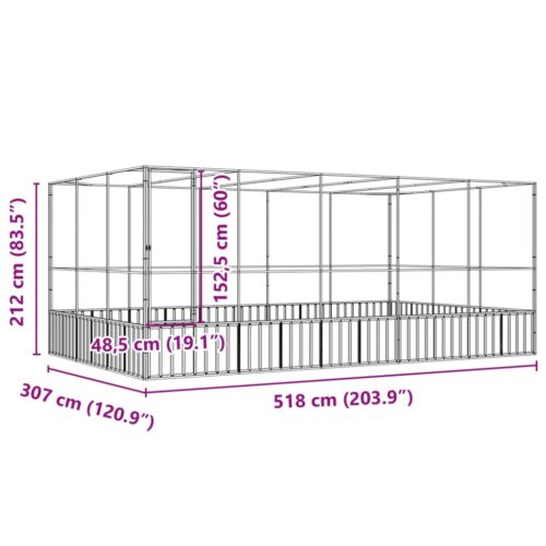 Aviary with Extension Silver 518x307x212cm Steel - Image 8