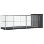 Aviary with Extension Silver 623x203x216cm Steel