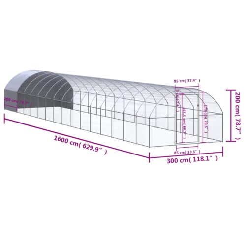Outdoor Chicken Coop 3x16x2mGalvanised Steel - Image 9