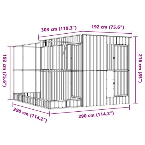 Aviary with Extension Silver 290x303x216cm Steel - Image 8
