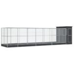 Aviary with Extension Silver 830x203x216cm Steel
