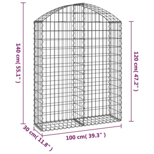 Arched Gabion Basket 100x30x120/140cm Galvanised Iron - Image 5