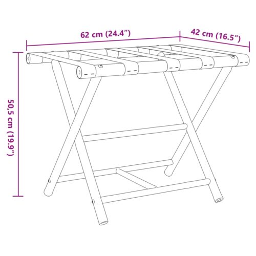 Folding Luggage Rack 62x42x50.5cm Bamboo - Image 8