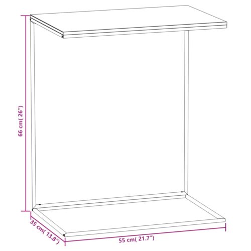 Wooden Side Table Black 55x35x66cm - Image 6