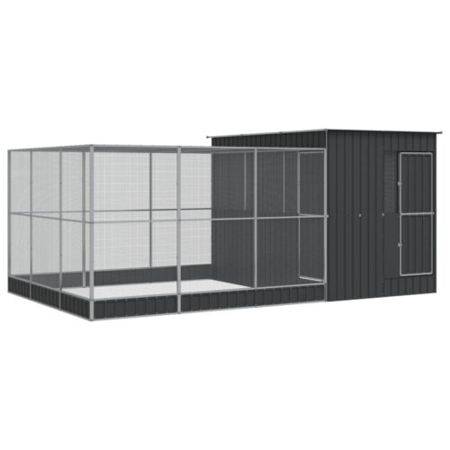 Aviary with Extension Silver 497x303x216cm Steel