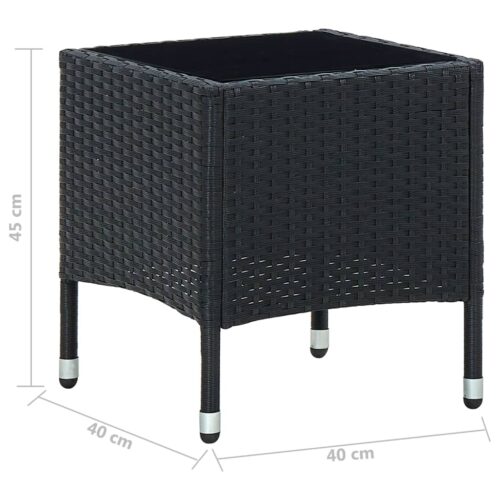 Garden Table Black 40x40x45cm Poly Rattan - Image 5
