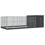 Aviary with Extension Silver 704x303x216cm Steel
