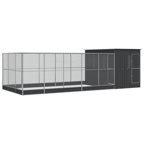 Aviary with Extension Silver 704x303x216cm Steel