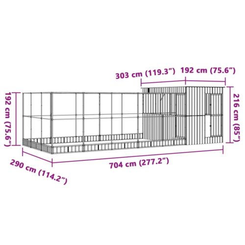 Aviary with Extension Silver 704x303x216cm Steel - Image 8