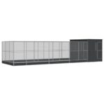 Aviary with Extension Silver 911x303x216cm Steel