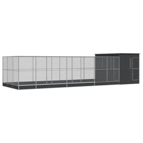 Aviary with Extension Silver 911x303x216cm Steel