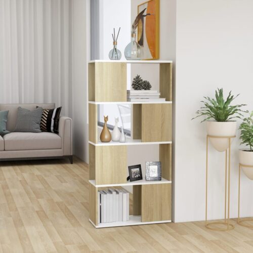 Book Cabinet Room Divider White and Sonoma Oak 60x24x124.5cm