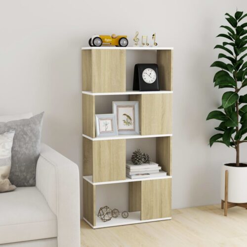 Book Cabinet Room Divider White and Sonoma Oak 60x24x124.5cm - Image 3