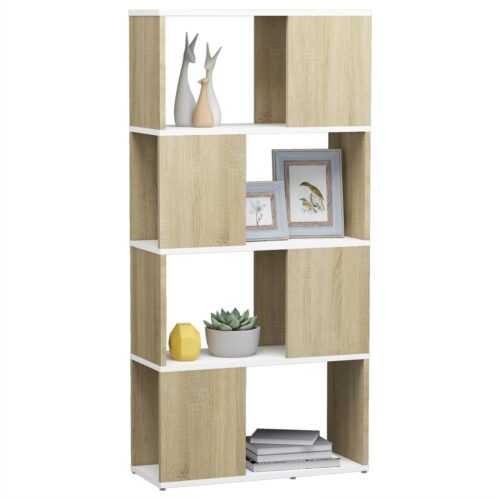Book Cabinet Room Divider White and Sonoma Oak 60x24x124.5cm - Image 4