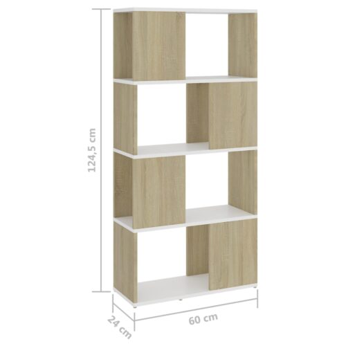 Book Cabinet Room Divider White and Sonoma Oak 60x24x124.5cm - Image 7