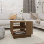 Wooden Coffee Table Brown Oak 55x55x43cm