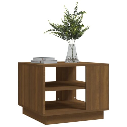 Wooden Coffee Table Brown Oak 55x55x43cm - Image 4