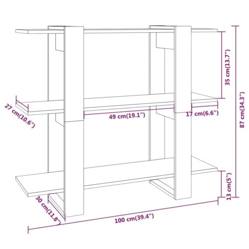 Book Cabinet Room Divider White 100x30x87cm - Image 7