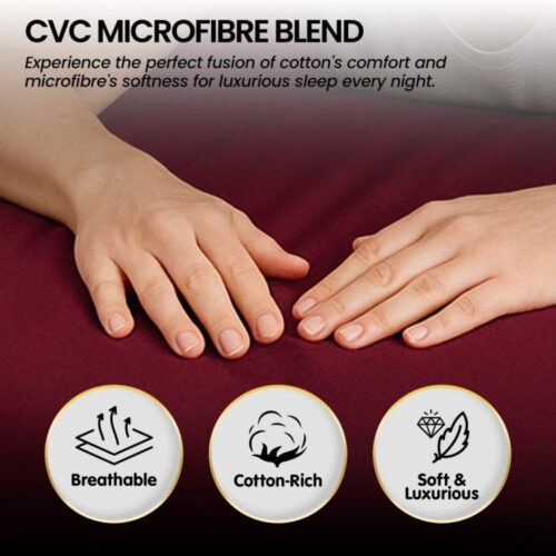 4-Piece Set King Size Bed Sheets 1000TC Cotton Rich Flat Fitted Sheets Burgundy - Image 10