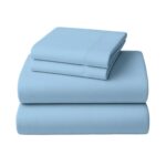 4-Piece Set King Size Bed Sheets 1000TC Cotton Rich Flat Fitted Sheets Blue