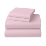4-Piece Set King Size Bed Sheets 1000TC Cotton Rich Flat Fitted Sheets Pink