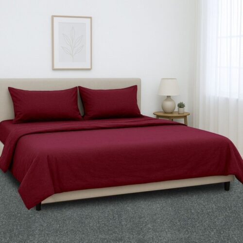 1000TC Cotton Rich Queen Bed Sheets 4-Piece Set in Burgundy - Image 7