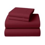 1000TC Cotton Rich Queen Bed Sheets 4-Piece Set in Burgundy