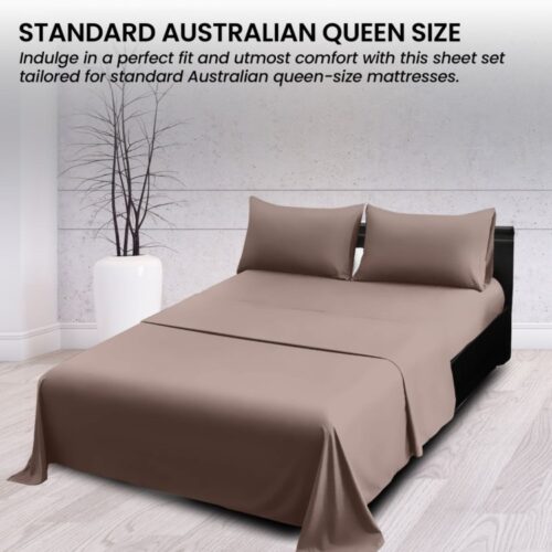 4-Piece Set Queen Size Bed Sheets 1000TC Cotton Rich Flat Fitted Sheets Linen - Image 9
