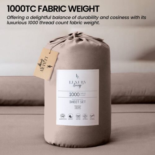 4-Piece Set Queen Size Bed Sheets 1000TC Cotton Rich Flat Fitted Sheets Linen - Image 6