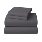 4-Piece Set King Size Bed Sheets 1000TC Cotton Rich Flat Fitted Sheets Charcoal
