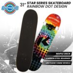 Kryptonics 31-inch Star Series Complete Skateboard Cruise Board Rainbow Dot