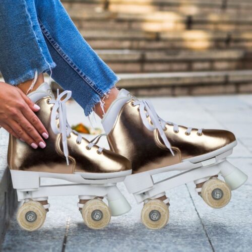 Circle Society Adjustable Quad Kids Roller Skates Metallic Rose Gold - Image 7