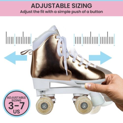 Circle Society Adjustable Quad Kids Roller Skates Metallic Rose Gold - Image 9