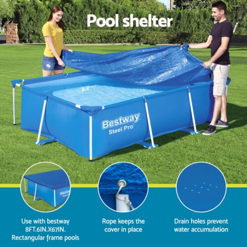 Bestway Pool Cover 264x174cm Rectangle Swimming Pool PE Shelter Fits 259x170cm Pools - Image 4
