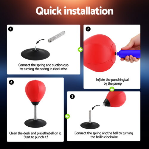 Everfit Desktop Punching Boxing Bag Stand Set with Pump Swivel Speed Balls - Image 6