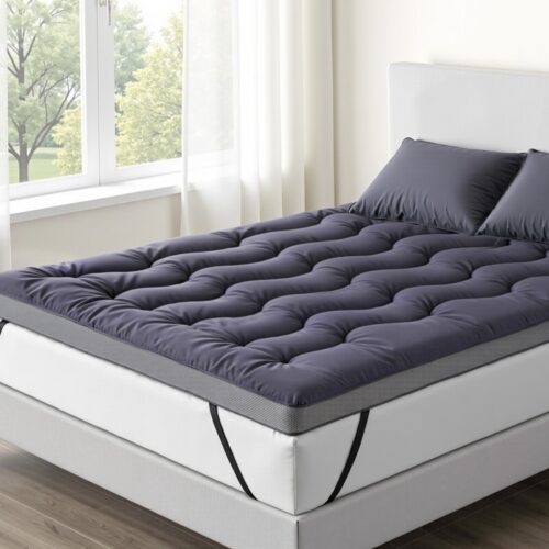 Giselle 5cm Mattress Topper Pillowtop toppers Bamboo Charcoal Double - Image 7