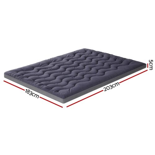 Giselle 5cm Mattress Topper Pillowtop toppers Bamboo Charcoal King - Image 2