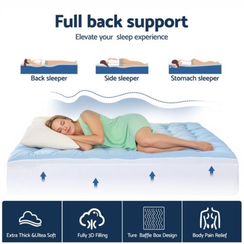Giselle 5cm Mattress Topper Pillowtop toppers Double-Sided King Single - Image 4