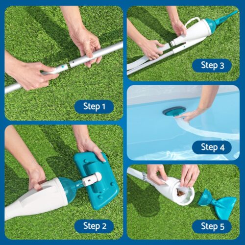 Bestway Pool Cleaner 2 Cleaning Heads Vacuum 6m Hose 1.9m Aluminium Pole - Image 6
