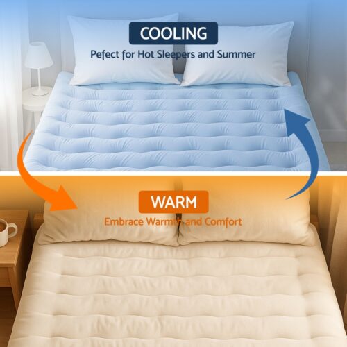 Giselle Bedding 5cm Pillowtop Mattress Topper Double-Sided Cooling Coral King - Image 6