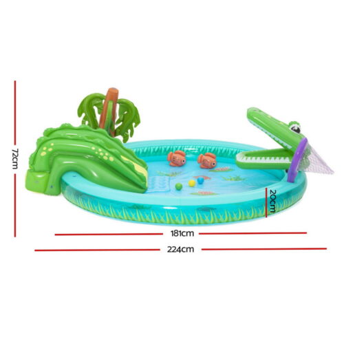 Bestway Kids Inflatable Splash Play Pool with Slide Ball Crocodile Fishing Net - Image 2
