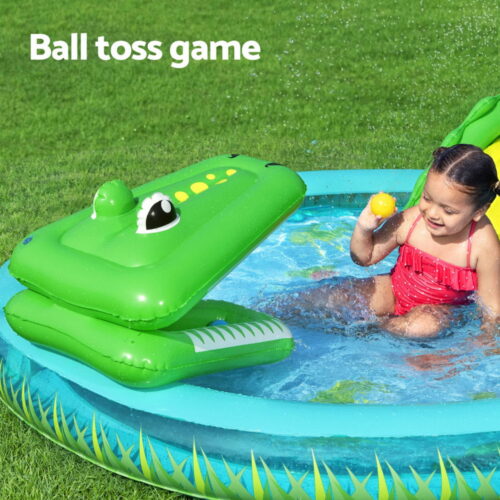 Bestway Kids Inflatable Splash Play Pool with Slide Ball Crocodile Fishing Net - Image 5