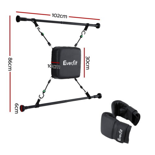 Everfit Doorway Punching Bag Adjustable Apartment Friendly with Boxing Gloves Black - Image 2