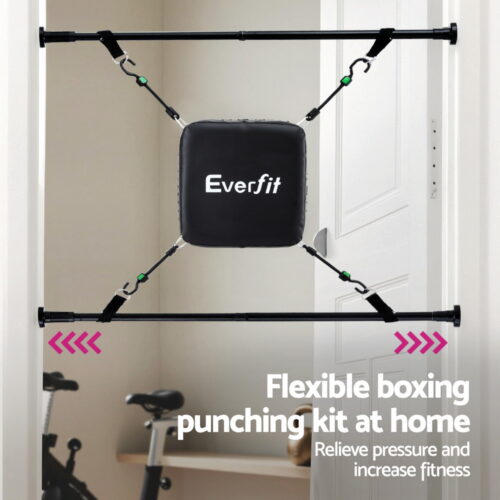 Everfit Doorway Punching Bag Adjustable Apartment Friendly with Boxing Gloves Black - Image 5