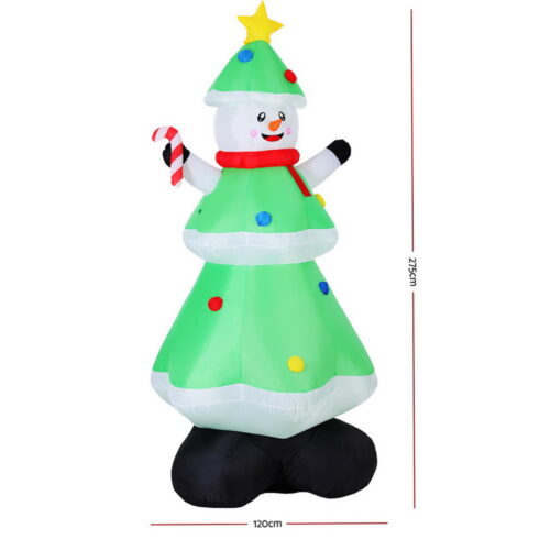 Jingle Jollys Christmas Inflatable Snowman Tree 2.75M Height LED Decorations Illuminated - Image 4