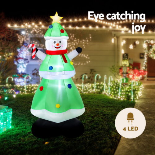 Jingle Jollys Christmas Inflatable Snowman Tree 2.75M Height LED Decorations Illuminated - Image 5