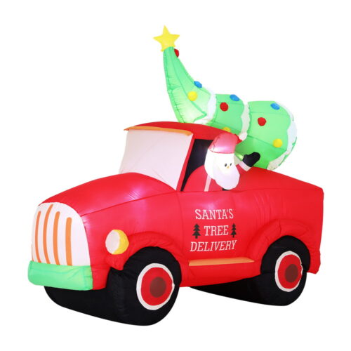 Jingle Jollys Christmas Inflatable Santa Truck 1.6M Height LED Decorations Illuminated - Image 2