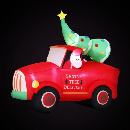 Jingle Jollys Christmas Inflatable Santa Truck 1.6M Height LED Decorations Illuminated - Image 3
